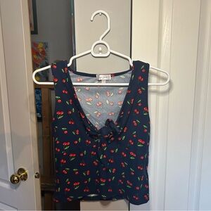 Stella Tweed Navy Cherry Patter Top